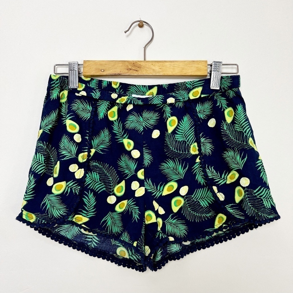 Tabitha Webb Women Avocados Navy and Green Sleep Shorts Cute Pajamas Small